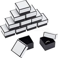 Paper Box, Snap Cover, with Sponge Mat, Jewelry Box, Square, White, 5.1x5.1x3.1cm(CON-NB0001-65A)