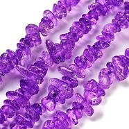 Transparent Crackle Glass Beads Strands, Chips, Blue Violet, 3~7x8.5~12.5mm, Hole: 1.4mm, about 360pcs/strand, 324.80''(825cm)(GLAA-U004-01K)