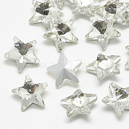 Pointed Back Glass Rhinestone Cabochons, Back Plated, Faceted, Star, Crystal, 9.5x10x5mm(RGLA-T085-10mm-01)