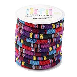 Ethnic Cord Cloth Cord, Colorful, 6~7mm, about 8.75yards/roll(8m/roll)(OCOR-JP0002-04)