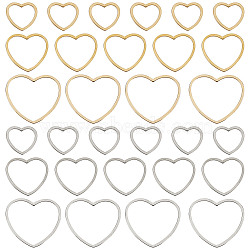 60Pcs 6 Style 304 Stainless Steel Linking Ring, Heart, Golden & Stainless Steel Color, 10.5~18x11.5~19.5x0.8mm, 10pcs/style(STAS-SC0004-53)