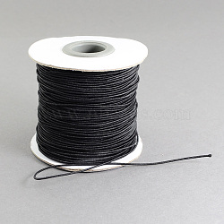 Round Elastic Cord, with Nylon Outside and Rubber Inside, Black, 1mm, about 109.36 yards(100m)/roll(EC-R001-1mm-038A)