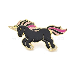 Animal Enamel Pins, Alloy Brooches for Backpack Clothes, Unicorn, 18.5x34.5mm(JEWB-S039-07G)