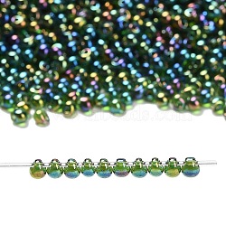 MIYUKI 3.4mm Drop Beads, Japanese Seed Beads, Transparent Colours AB, (DP288) Transparent Olive Green AB, 3.4x3mm, Hole: 0.65mm, about 180pcs/10g(X-SEED-MY04-DP288)