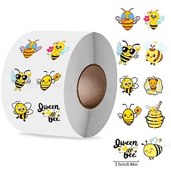 Roll Stickers, 10 Different Designs Decorative Sealing Stickers, Animal, Bees, 30x25mm, 500pcs/roll(DIY-H173-02A)