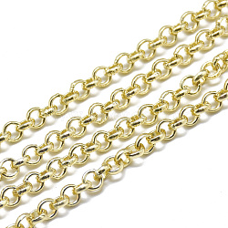 Aluminium Rolo Chains, Belcher Chain, with Spool, Unwelded, Light Gold, 4x1mm, about 164.04 Feet(50m)/roll(CHA-T001-14LG)