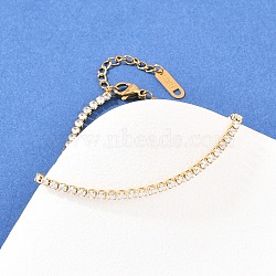 304 Stainless Steel Micro Pave Cubic Zirconia Tennis Bracelets for Women, Ion Plating(IP), Real 18K Gold Plated, 6-3/8 inch(16.2cm)(BJEW-A146-01G)