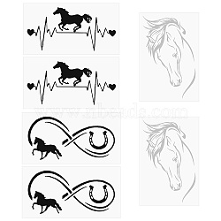 6Pcs 3 Colors Waterproof 3D Plastic Wall Stickers, with Adhesive Tape, For Car Decorations, Horse, Mixed Color, 11.5~19x13.5~22.5x0.01cm, 2pcs/style(DIY-GF0006-30)