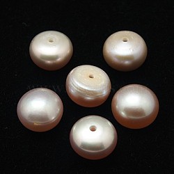 Grade AA Natural Cultured Freshwater Pearl Beads, Half Drilled Hole, Half Round, Purple, 10~10.5x7~8mm, Hole: 1mm(PEAR-D001-10-3AA-02)