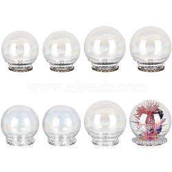 8Pcs 4 Style Round Iridescent Glass Dome Cover, Decorative Display Case, Cloche Bell Jar Terrarium with Alloy Base, Mixed Color, 35~40x34~41mm, Inner Diameter: 20.5~21mm, 2pcs/style(FIND-NB0004-55)