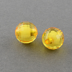 Transparent Acrylic Beads, Bead in Bead, Faceted, Round, Goldenrod, 12mm, Hole: 2mm, about 580pcs/500g(TACR-S086-12mm-07)