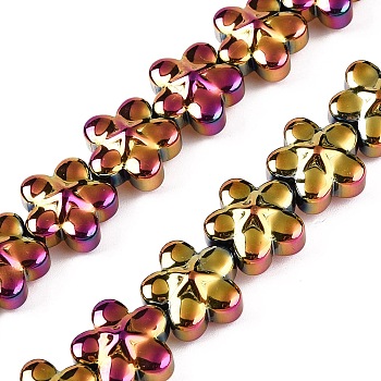 Electroplate Glass Beads Strands, Flower, Camellia, 12x12.5x7mm, Hole: 1mm, about 54~55pcs/strand, 24.57~24.96 inch(62.4~63.4cm)