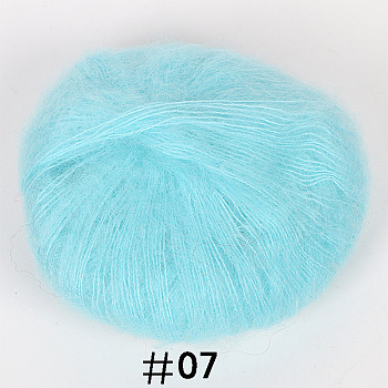 25g Angora Mohair Wool Knitting Yarn, for Shawl Scarf Doll Crochet Supplies, Pale Turquoise, 1mm