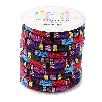 Ethnic Cord Cloth Cord, Colorful, 6~7mm, about 8.75yards/roll(8m/roll)