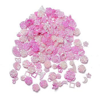 DIY Gradient Color Style Jewelry Making Finding Kits, Including Plastic Bead & Cabochon & Link & Pendants, Butterfly/Leaf/Flower/Bowknot/Shell/Star Shapes, Pearl Pink, 8~34.5x8~40x2~11mm, Hole: 1~6mm, about 804pcs/500g