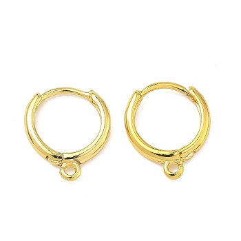 Brass Hoop Earring Findings, Long-Lasting Plated, Rack Plating, with Loop, Golden, 16x13.5x2.5mm, Hole: 1.5mm, Pin: 0.8mm