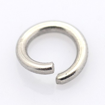 304 Stainless Steel Open Jump Rings, Stainless Steel Color, 6x1.2mm, about 3.6mm inner diameter, about 692pcs/100g