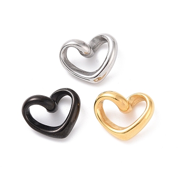 304 Stainless Steel Linking Rings, Twisted Heart, Mixed Color, 13x16x7mm, Inner Diameter: 3.5x11mm