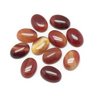 Natural Agate Cabochons, Dyed, Oval, FireBrick, 10x8x4~5mm
