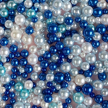 Resin Beads, No Hole, Imitation Pearl, Round, Blue, 2.5~5mm, about 350~500pcs/bag