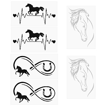 6Pcs 3 Colors Waterproof 3D Plastic Wall Stickers, with Adhesive Tape, For Car Decorations, Horse, Mixed Color, 11.5~19x13.5~22.5x0.01cm, 2pcs/style