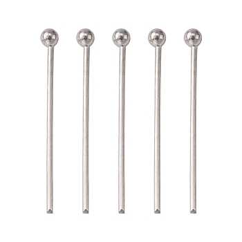 304 Stainless Steel Ball Head Pins, Stainless Steel Color, 18x0.6mm, 22 Gauge, Head: 2mm