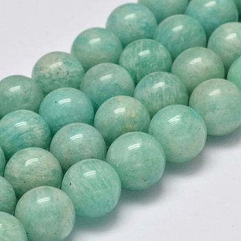 Natural Gemstone Beads Strands, Round, Amazonite, Grade A, 8mm, Hole: 1mm