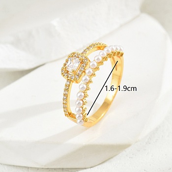 Elegant Copper Plated Gold Pearl Ladies Party Vacation Ring