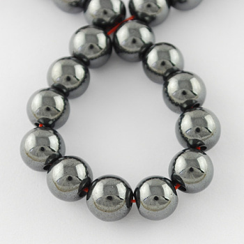 Non-magnetic Synthetic Hematite Beads Strands, Grade A, Round, Black, 6x5mm, Hole: 1.8mm, about 71pcs/strand, 15.5 inch