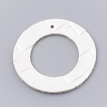 Imitation Leather Pendants, Ring, White, 42x1.5mm, Hole: 1.8mm