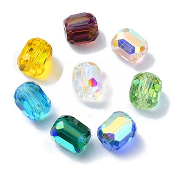 AB Color Plated Glass Beads, Faceted Barrel, Mixed Color, 8.5x7.5mm, Hole: 1.4mm