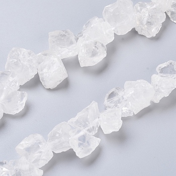 Natural Quartz Crystal Beads Strands, Top Drilled Beads, Rough Raw Stone, Nuggets, 7~15x12~22x5~13mm, Hole: 1.2mm, about 20~21pcs/strand, 7.48 inch~7.87  inch(19~20cm)