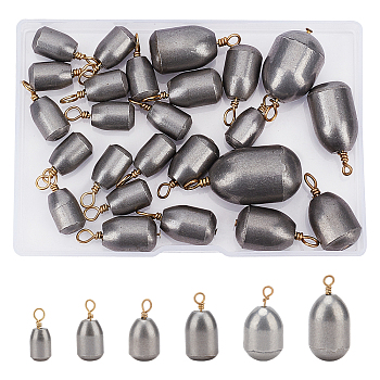 SUPERFINDINGS 31Pcs Zinc Alloy Bullet Weights Sinker, Fishing Weights Sinkers, for Fishing, Gunmetal, 21x9mm, Hole: 3mm