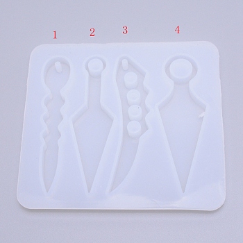 Self Defence Keychain Silicone Molds, Non-Contact Door Opener Silicone Mold, for Door Handles, Elevator Buttons and Public Equipment, White, 129x120x11mm