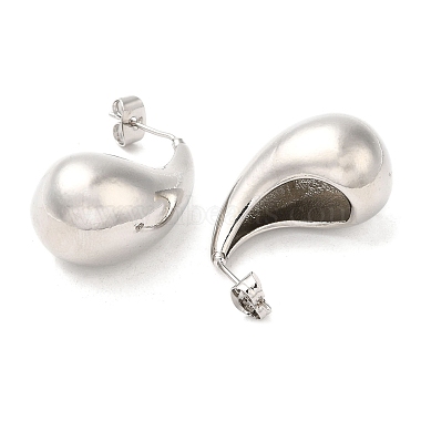 серьги-гвоздики в форме капли из латуни с гальваническим покрытием для женщин(EJEW-K247-02P)-2
