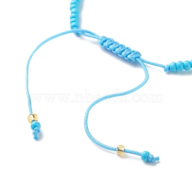 Плоский круглый браслет лэмпворк с плетеными бусинами от сглаза(BJEW-JB07234-03)-4