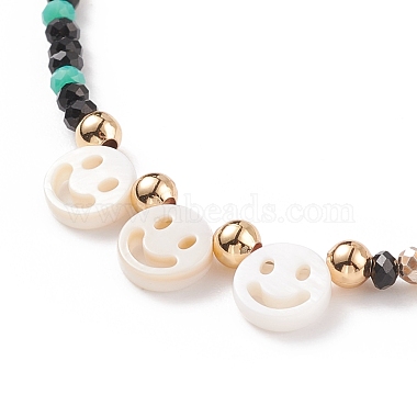 Shell & Glass Beaded Necklace for Women(NJEW-JN03910)-5