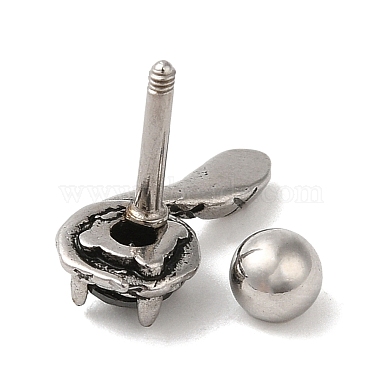 304 Stainless Steel Stud Earrings with Cubic Zirconia(EJEW-K260-04AS)-2