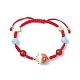 Fortune Cat Handmade Porcelain & Natural Carnelian & Acrylic Braided Bead Bracelets(BJEW-JB10504)-1