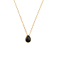 Collier pendentif en forme de larme d'agate noire naturelle teinte et chauffée de Chgcraft(NJEW-CA0003-09C)-1