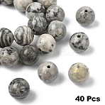40Pcs Natural Map Stone/Picasso Stone/Picasso Jasper Beads, Round, 8mm, Hole: 1mm(G-YW0002-13B)