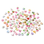 Opaque Resin Cabochons, Cherry Strawberry Flower Bowknot, Mixed Shapes, 16.5~31x16.5~27x6~10mm(RESI-K019-43)