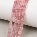 Natural Strawberry Quartz Beads Strands, Faceted, Hexagon, 4x4x2~2.5mm, Hole: 0.9mm, about 156pcs/strand, 15.24''(38.7cm)(G-G345-C22-2x4mm)