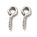 Non-Tarnish 304 Stainless Steel Screw Eye Pin Peg Bails, For Half Drilled Beads, Stainless Steel Color, 10x4x1mm, Hole: 2mm, Pin: 1mm(X-STAS-E044-07P-02)