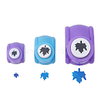 3Pcs 3 Styles Mini Plastic Craft Punch for Scrapbooking & Paper Crafts, with Alloy Finding, Paper Shapers, Maple Leaf, Mixed Color, 33~62.5x26~43x32~41mm,  Leaf: 7.5~23x7~20.5mm, 1pc/style(AJEW-BC0004-11)