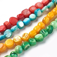 Freshwater Shell Beads Strands, Dyed, Nuggets, Mixed Color, 6~8x6~9x4~7mm, Hole: 0.5mm, about 49~56pcs/strand, 15.2~15.5 inch(38.5~39.5cm)(BSHE-O017-07)