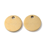 304 Stainless Steel Charms, Stamping Blank Tag, Flat Round Charm, Real 18K Gold Plated, 10x1.3mm, Hole: 1.5mm(STAS-Q308-09E-G)