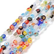 Handmade Lampwork Beads, Flat Round with Evil Eye, Mixed Color, 4.5x2.5mm, Hole: 0.6mm, about 90~100pcs/strand, 15.35''~15.75''(39~40cm)(LAMP-P056-01N)