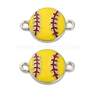 Alloy Enamel Connector Charms, Sports Links, Cadmium Free & Lead Free, Platinum, Gold, Baseball, 16x23x3mm, Hole: 2mm(ENAM-L048-01P-04)