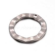201 Stainless Steel Pendants, Ring, Stainless Steel Color, 18x1mm, Hole: 0.5mm(STAS-D429-69)